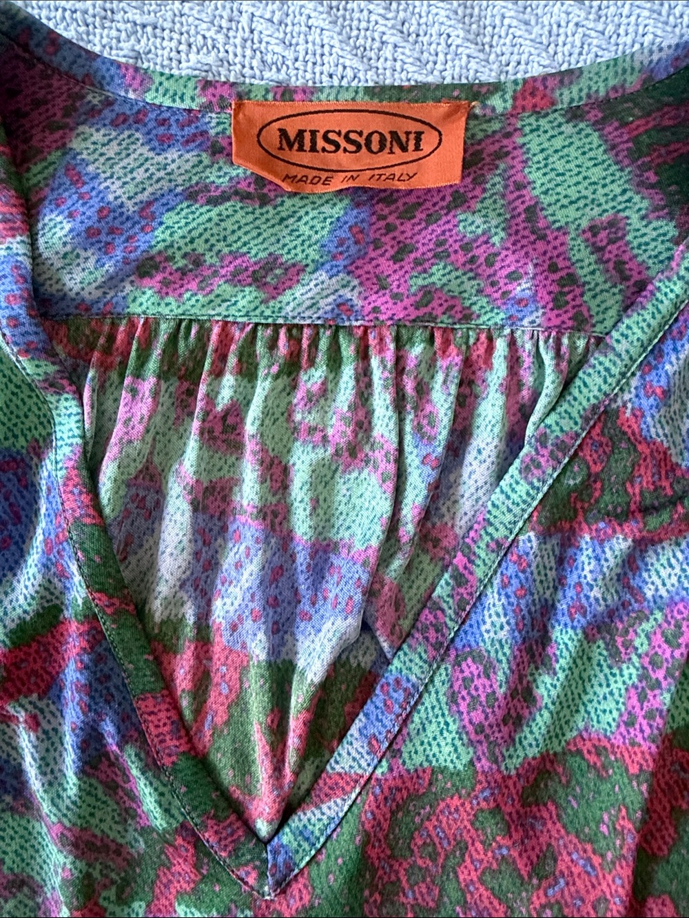 Missoni Women Dress 100% Silk in Green/Purple/Pink Print - Picture 4 of 8